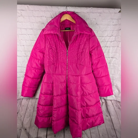 Mod X Bright Pink Quilted Puffer Women's Coat Swing Bottom Sz XL - Picture 11 of 13